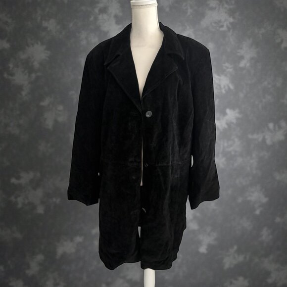 ALFANI Woman Black Sueded Leather Jacket Size 3X - Picture 4 of 9